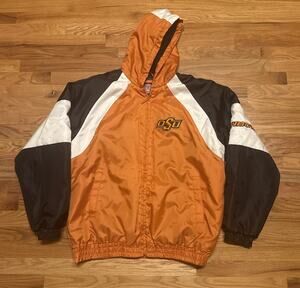 OSU Oklahoma State Cowboy's Men's Large Windbreaker Hooded Jacket Embroidered